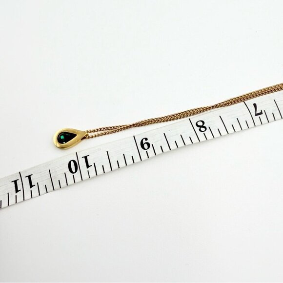 Vintage Avon Signed Gold Tone Teardrop Blue Cubic Zirconia Pendant Necklace - Picture 9 of 9